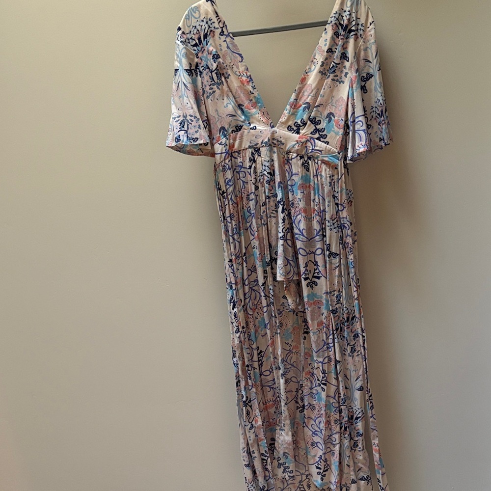 Floral V-Neck Maxi Dress - Multicolor